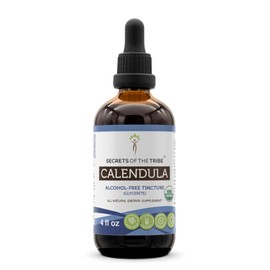 Secrets of the Tribe Calendula USDA Organic | Alcohol-Free Extract, High-Potency Herbal Drops | Made from 100% Certified Organic Calendula (Calendula Officinalis) Dried Flower (4 oz)