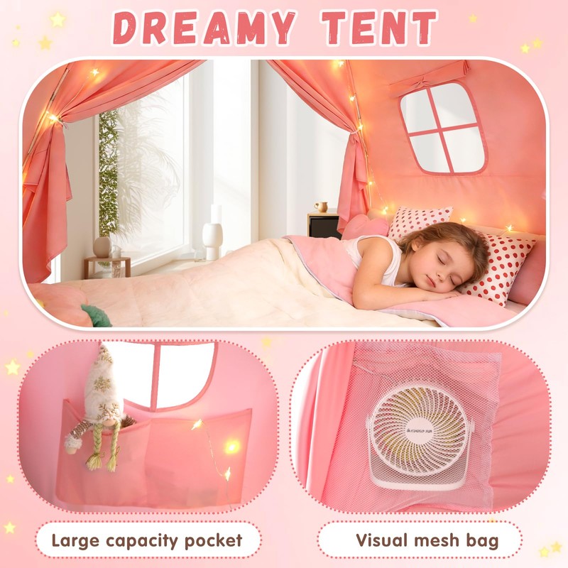 Twin Bed Tent for Kids Girls, Canopy Privacy Sleep Tent