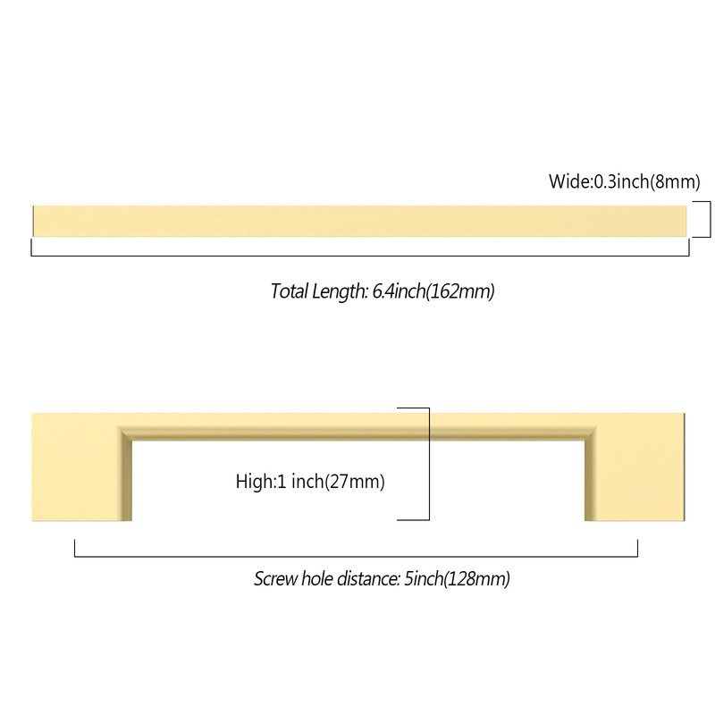 KNOKLOCK 10 Pack 5 Inch(128mm) Kitchen Cabinet Handles Brushed Gold