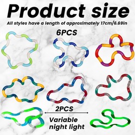 GegXcn 8-PCS Tangle Fidget Toy Set, Sensory Fidget Toys for Adults ADHD Reduce Anxiety, Silent Stress Relief Toys for Kids & Adults, Easter Gifts for Teens Students