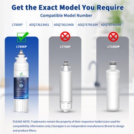 Clearipple ADQ73613401 Compatible with LG LT800P, LT800PC, ADQ736134, ADQ73613402, LSXS26326S, LSXS26366S, LMXS30776S, LSXS26366D, LMXC23746S, 46-9490, 469490, NSF Certified Refrigerator Water Filter