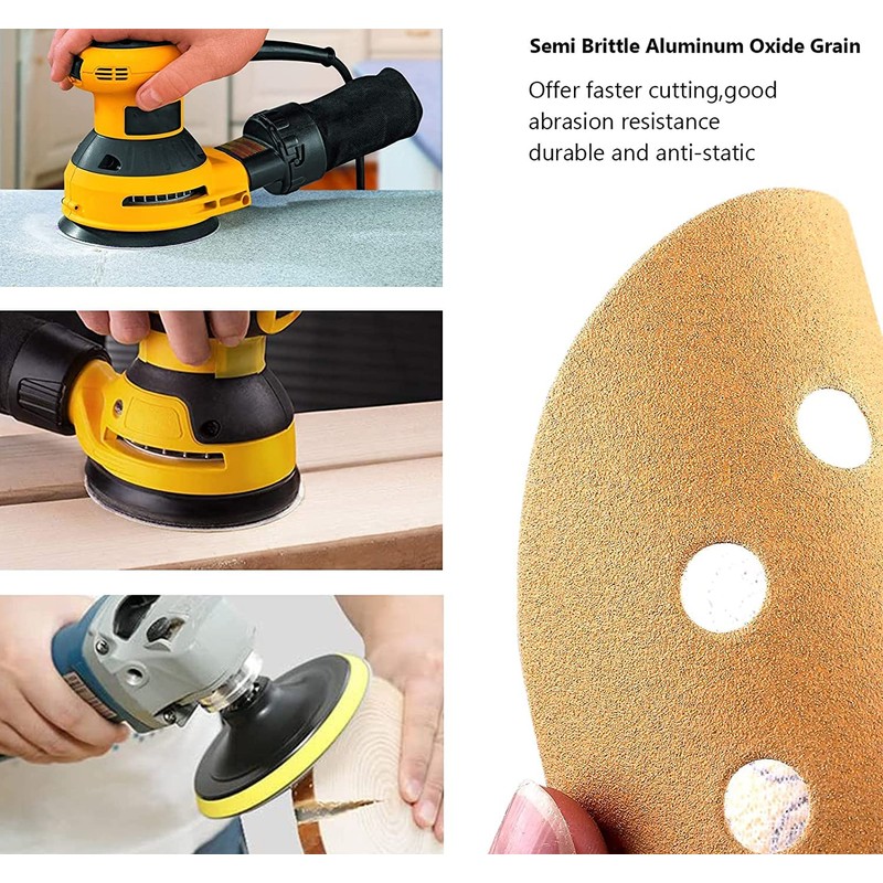 STEBRUAM 100pcs 125mm sanding discs, Sanding Discs Pads for Random