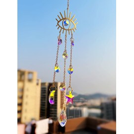 Suncatcher Crystal Entrance Decoration Lucky Crystal Good Luck Feng Shui Window Entrance Entrance Car Decoration Crystal Handmade (Evil Eye 2)