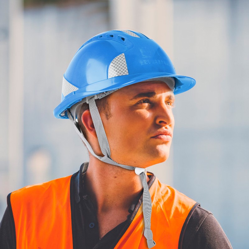 Construction Site Protective Cap Ventilate ABS Hard Hat Reflective Stripe