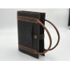 Handmade Distressed Leather Bible Book Cover Sleeve Pockets Handle Custom
