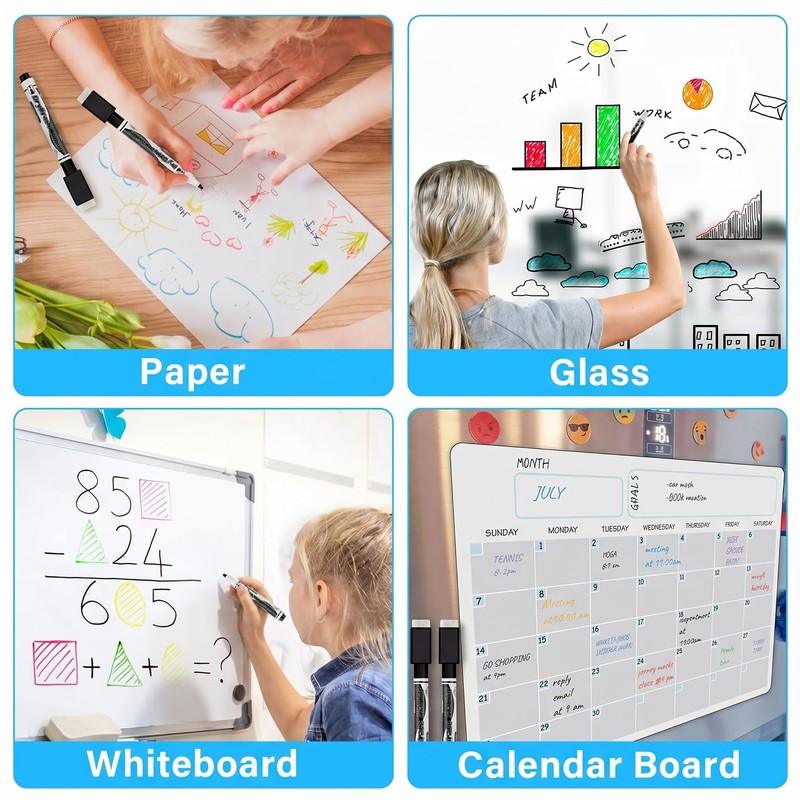 Autoau Whiteboard Markers, Pack of 10, Foil Pen, Wipeable Magnetic