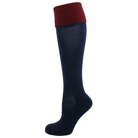 Ex-Store Kids Football Style Sport Socks Black + Burgundy Cuff 2-5