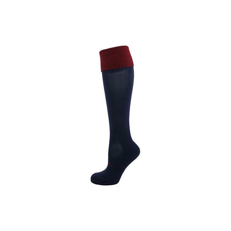 Ex-Store Kids Football Style Sport Socks Black + Burgundy Cuff