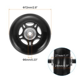 sourcing map Set of 1 Luggage Wheels Replacement 72 x 24 mm/2.8" x 0.9" Rubber Swivel Caster Bearing Wheels Repair Kits for Suitcase Inline Outdoor Skate,Black