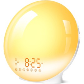 Sunrise Alarm Clocks, Wake Up Light with Sunrise/Sunset Simulation Dual Alarms Bedside Night Lamp Snooze Function FM Radio 7 Natural Sound 11 Colorful Atmosphere Lamp