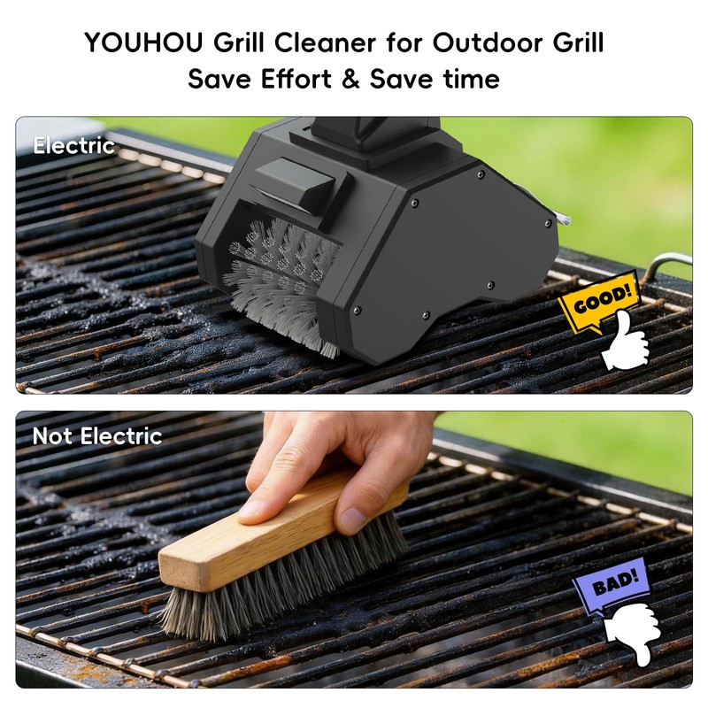 Electric Grill Brush for Outdoor BBQ,Grill Cleaner with 2 Brush