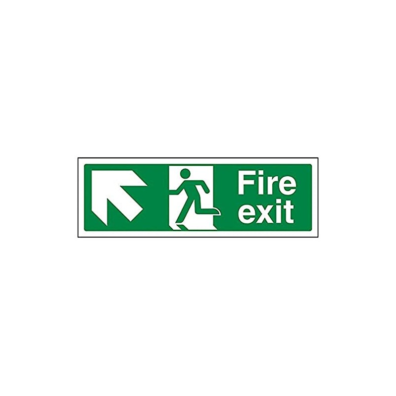 V Safety Fire Exit Arrow Up Left Sign - 300mm
