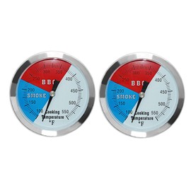 3 1/8 inch BBQ Thermometer Gauge 2 Pcs Charcoal Grill Pit Smoker Temp Gauge Grill Thermometer Replacement for Oklahoma Joe's Smokers, and Smoker Wood Charcoal Pit, Large Face Grill Thermometer