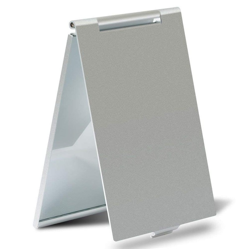 G2PLUS Portable Folding Vanity Mirror, Ultra-Slim Aluminum Shell Travel Mirror,
