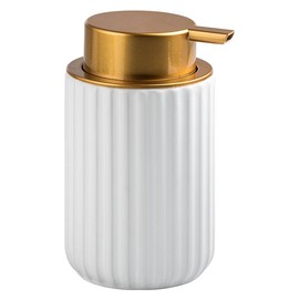 YYW Ceramic Foaming Soap Dispenser,Classical Striped Soap Pump Dispenser, Light Luxury Soap Dispenser Easy to Squeeze Suitable for Kitchen/Bathroom Liquid Soap Dispenser (White)