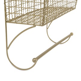 DII Rustic Farmhouse Bathroom Décor, Metal Storage, Large Towel Bar, Gold
