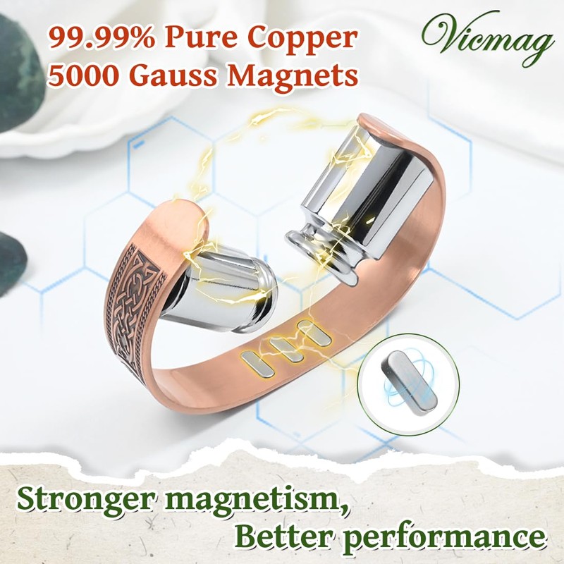 Vicmag Copper Bracelet for Men 9X Strength Magnetic 99% Pure