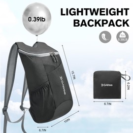 G4Free 11L Hiking Backpack Small Ultra light Packable Backpack Travel Bag for Women Men Casual Outdoor Camping Daypack (Black)