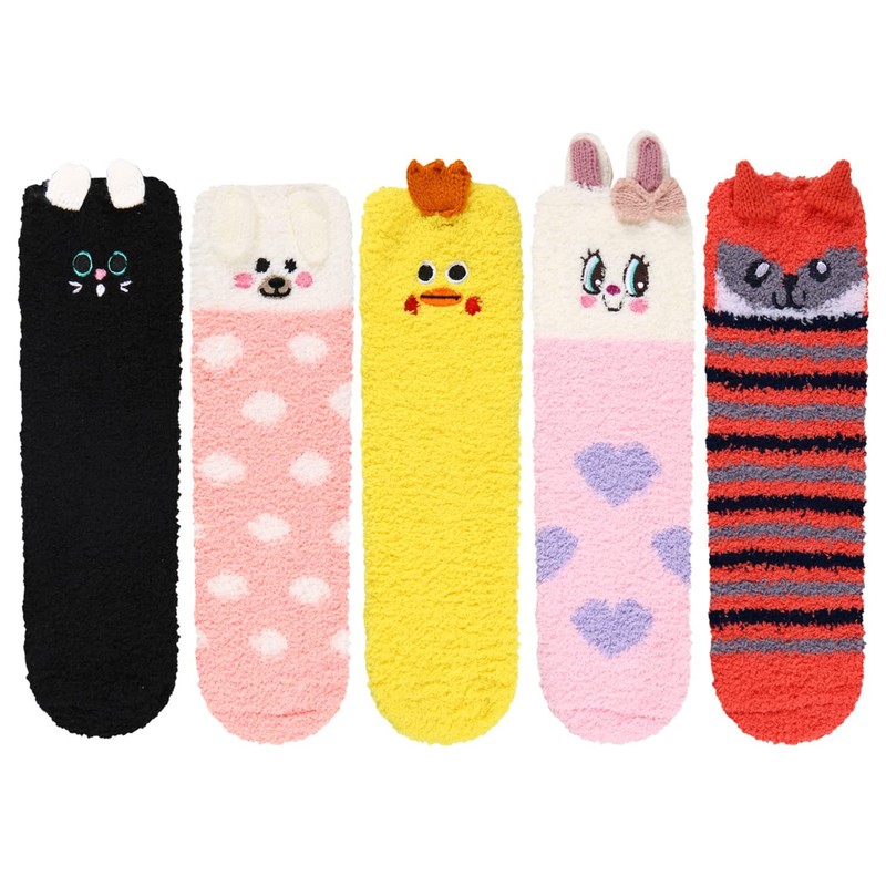 Women Girls Cute Funny Animal Cat Fuzzy Fluffy Socks Cabin