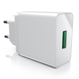 CSL USB Charger 18 W Quick Charge 3.0 - Power Supply with Quick Charge Function - Smart Charge Solid Charge Intelligent Charging - Suitable for Alarm Clock, Mobile Phones, Smartphones, Sat Navs,