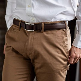 Flying Horse Horse Leather Stepless Adjustment Belt, Genuine Leather, Men's, Made in Japan, dark brown