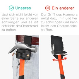 quipuda Genuine Leather Hammer Holder for Belt, Hammer Loop, Practical Tool Belt for Hammer, Axe Holder, Hammer Holster, Loop Clip for Tape Holder