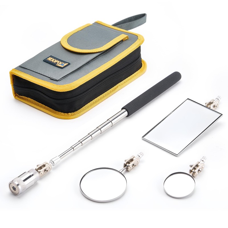 4 Pieces Telescoping Inspection Mirror Telescoping LED Lighted Flexible Inspection