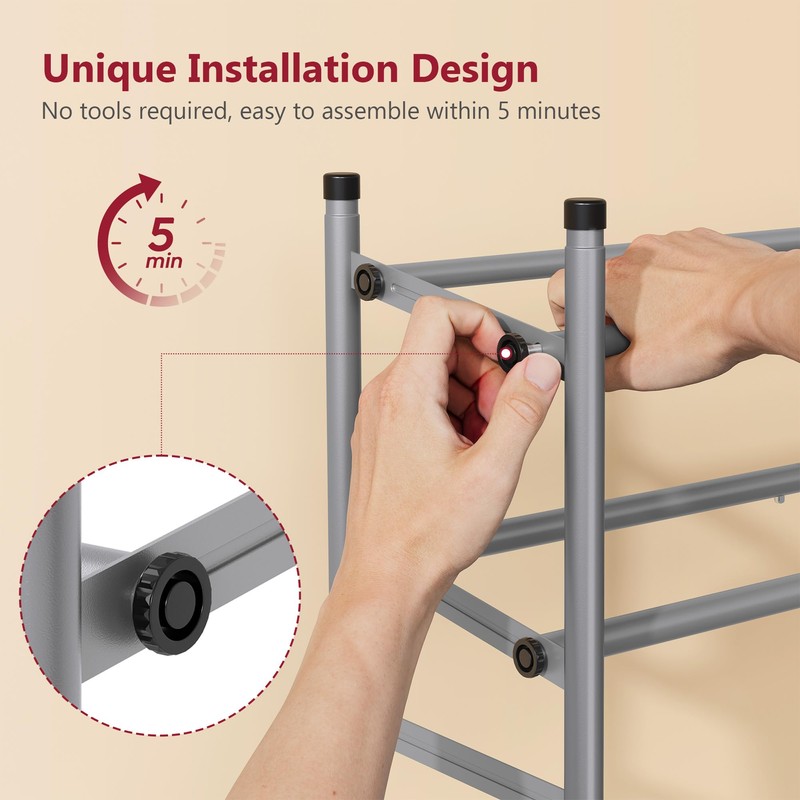 Tajsoon Expandable Shoe Rack for Closet 3 Tier, 28“-41“Adjustable &