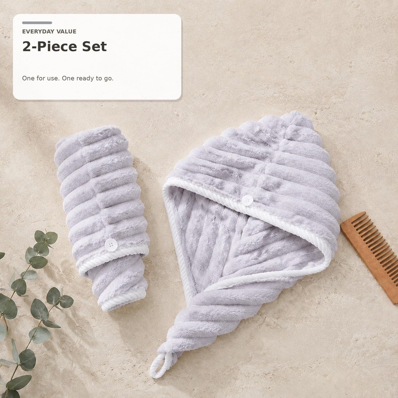 2 Packs Large Microfiber Hair Towels for Women, Super Absorbent