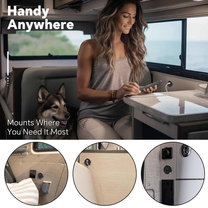 Obeaming RV USB Outlet All-Aluminum QC 3.0 USB-A & USB-C