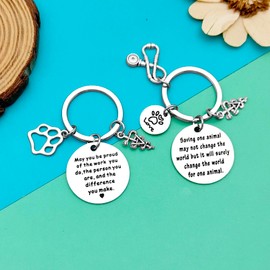 6Pcs Vet Tech Thank You Keychain Appreciation Jewelry for Veterinarian Veterinary Tech Animal Rescue Gifts Veterinary Student Graduation Gift Animal Lovers Veterinary Nurse Assistant Appreciation Gift