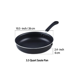 Cook N Home 10.5-Inch/3.5 Quart Nonstick Deep Saute Fry Pan/Jumbo Cooker with Lid, Black