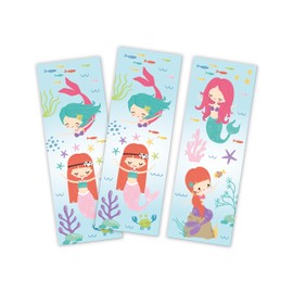12 Bookmarks + 12 Gift Bags (Natural) + 12 Stickers Mermaid Party Bag Set Guest Gifts for Children's Birthday Girls Birthday