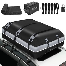 Rooftop Cargo Carrier, 21 Cubic Feet Soft-Shell Waterproof Car Roof Luggage Bag for All Vehicles SUV with/Without Rails, Includes 10 Reinforced Straps + 6 Door Hooks,Storage Bag,Anti-Slip Mat