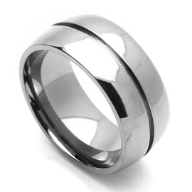 DoubleAccent 9MM Comfort Fit Titanium Wedding Band Grooved Center Ring (Size 7 to 14) Size 14