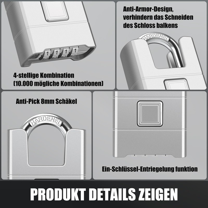 Anti-Cut Heavy Combination Lock, 54 mm Heavy Duty Padlock with
