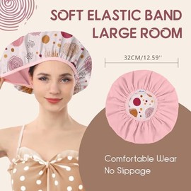 Years calm Gorro de Ducha de Lujo para Mujer, Reutilizable E Impermeable – Gorro de Baño de Doble Capa con Lunares Y Elástico Ajustable para Trenzas Y