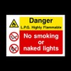 Danger L.P.G Highly Flammable Plastic Sign - No smoking/Naked Lights/Warning/Hazard