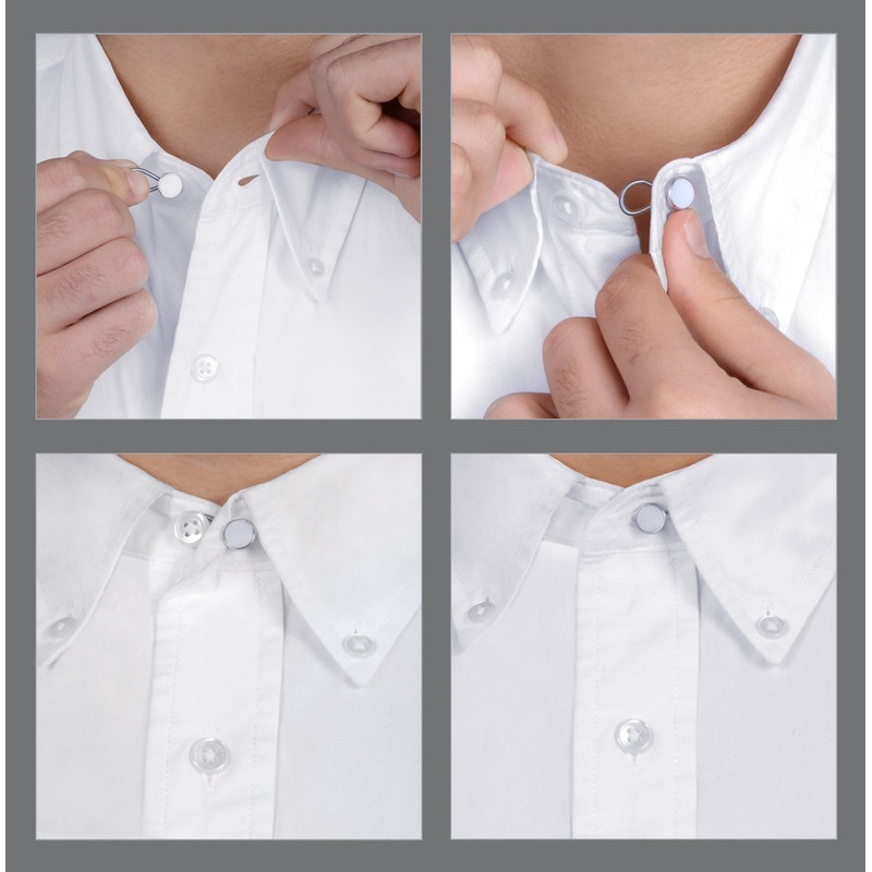 Comfy Clothiers Collar Extender 5-pack - White Metal/Elastic Button Extenders