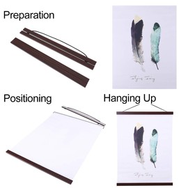 Ywlake Magnetic Poster Hanger, 8x10 8x20 8x11 Poster Frame Wood Wooden Magnet Print Posters Dowel Scroll Hanger Hangers Hanging Kit for Walls Map Canvas Artwork (Walnut, 8")