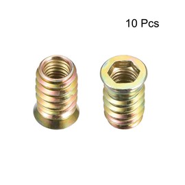 sourcing map Wood Furniture M10x25mm Threaded Insert Nuts Interface Hex Socket Drive 10pcs