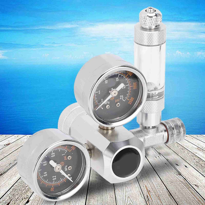 CO2 Regulator Aquarium Dual Gauge Display with Bubble Counter and
