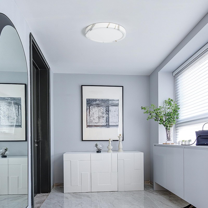 LVL LED Ceiling Light 18W, Round Flush Mount with Marble