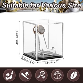 uxcell Championship Ring Display Case with Wooden Base, Acrylic Baseball Display Cube Dustproof Ring Holders for Baseball, Softball, Super Bowl, Football Ring (Wooden/Clear, 4Slot)