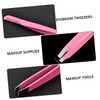 FOMIYES 4pcs Eyebrow Tweezers Stainless Steel Diagonal Tweezers Comb for