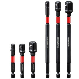 Geinxurn 6Pcs Impact Socket Adapter Set,1/4" 3/8" and 1/2" Drive, (3" and 6") Extension Bit with Holder, Adapt Your Power Drill to High Torque Impact Wrench