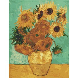 Meecaa Paint by Numbers XXXX Kit for Adults Beginner DIY Oil Painting 16x20 inch (Sunflower, Framed)