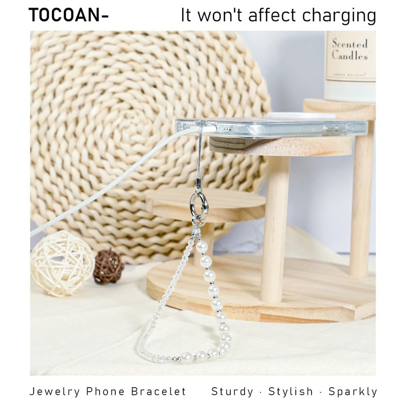 Tocoan Phone Charm Wrist Strap with Tether Tab, Detachable Anti-Theft,Charms