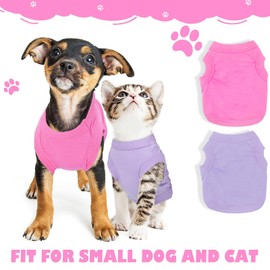 2 Pieces Dog Clothes Spring Summer Puppy Soft Dog Shirt Solid Color Chihuahua Clothes Pet Clothing Cute Cat Clothing XXS~M (Rose,Purple, Medium)