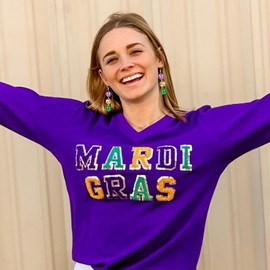 Mardi Gras Earrings Mardi Gras Beaded Mask Dangle Earrings for Women, Pendientes De Carnaval,Carnival Parade Jewelry Holiday Gifts R6